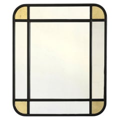 Specchio da parete Deco Mirror in oro e legno laccato nero di Spini Firenze