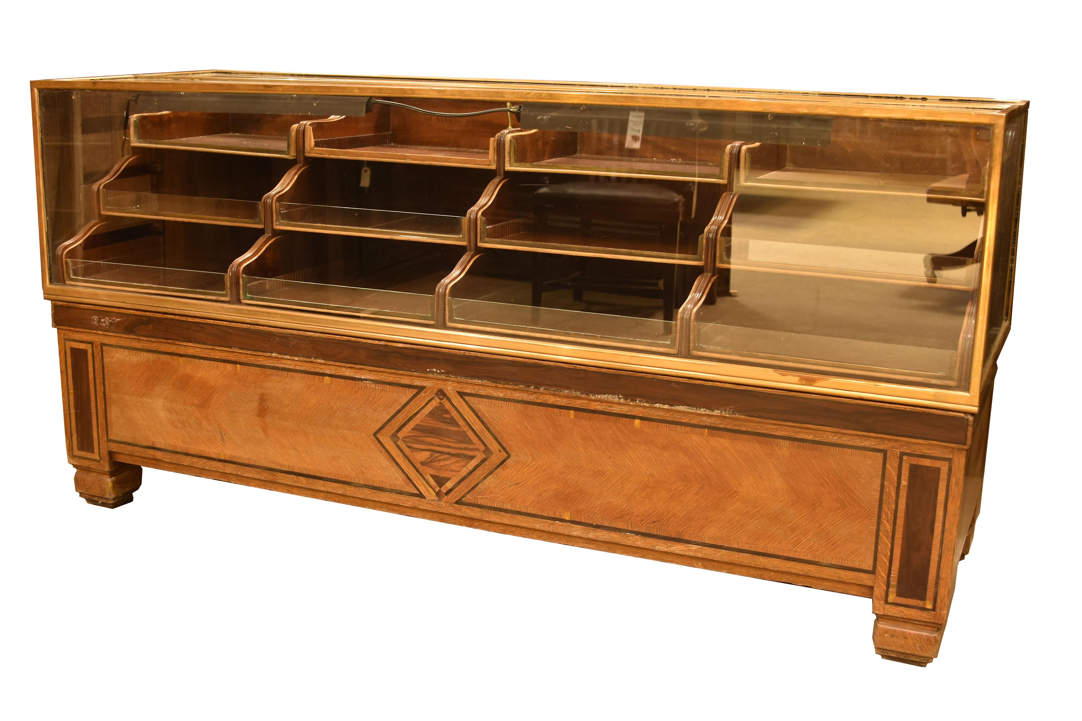 Deco Inlaid Mercantile Display Case with Shelves 2