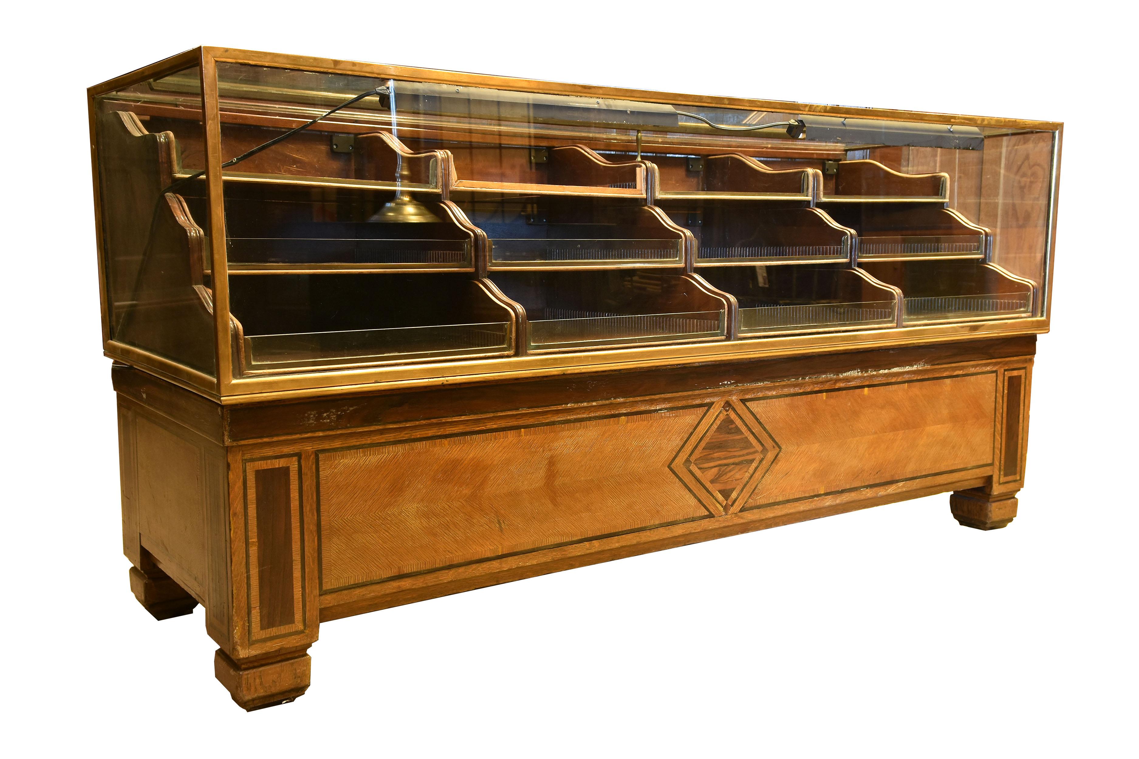 Deco Inlaid Mercantile Display Case with Shelves 3