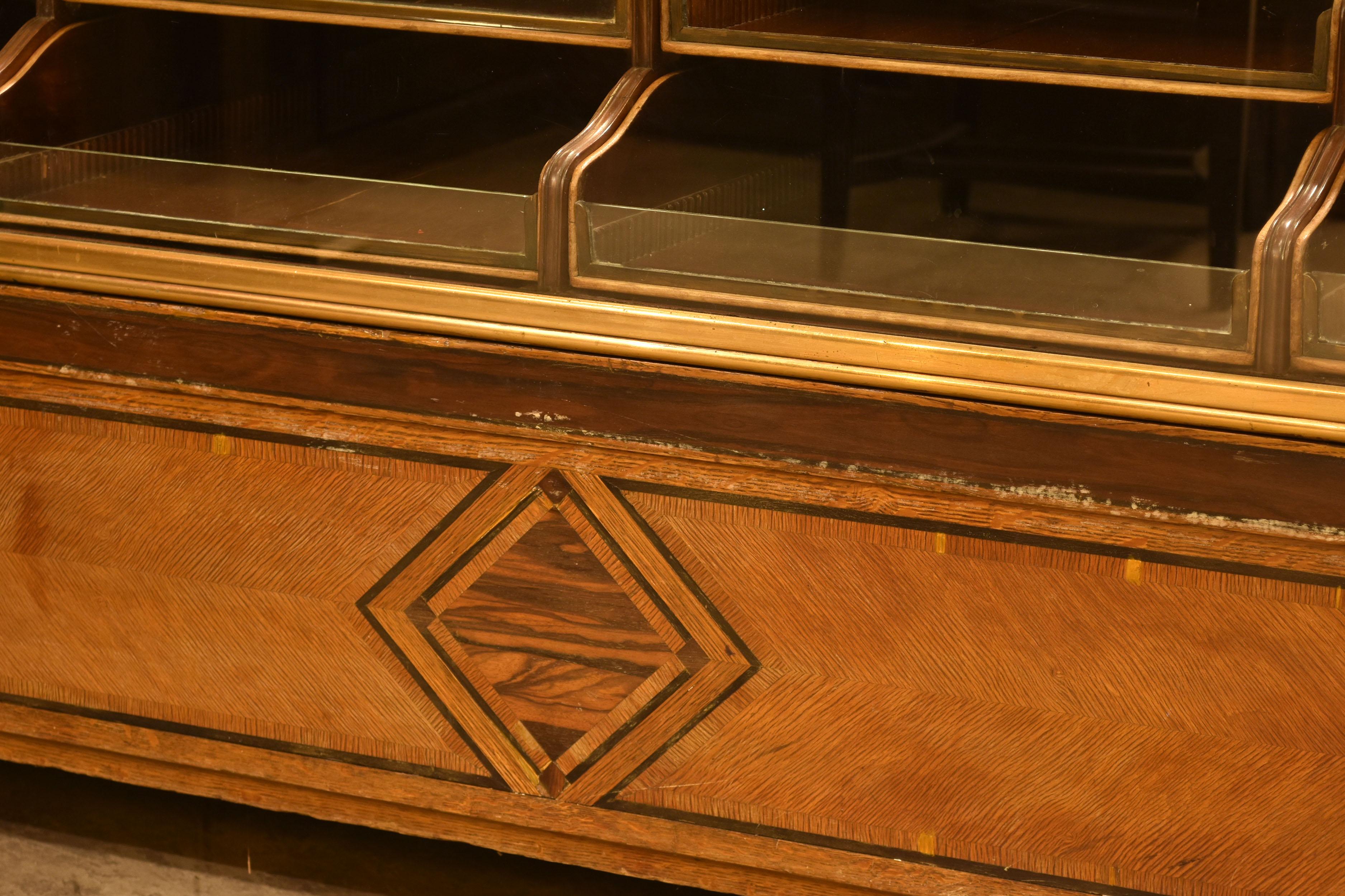 Deco Inlaid Mercantile Display Case with Shelves 1