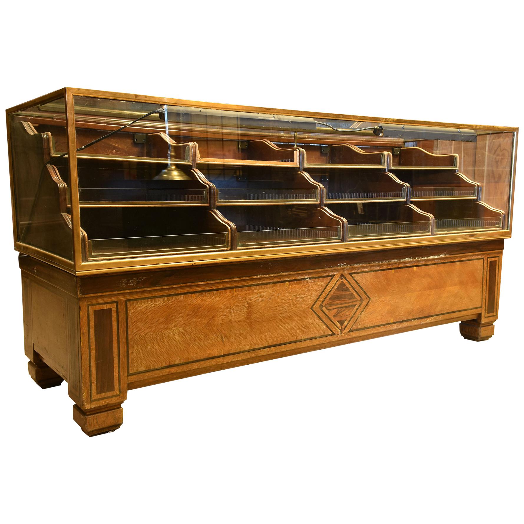 Deco Inlaid Mercantile Display Case with Shelves