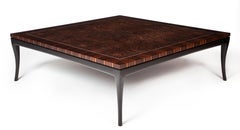 Deco Inspired Coffee Table in Macassar Ebony, Burr Walnut and Aluminium Details