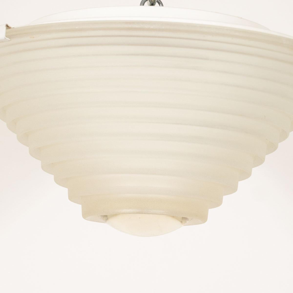 Italian Deco Inspired Frosted Glass Flush Mount by Artemide For Sale