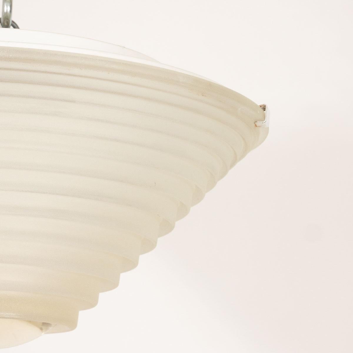Italian Deco Inspired Frosted Glass Flush Mount by Artemide For Sale