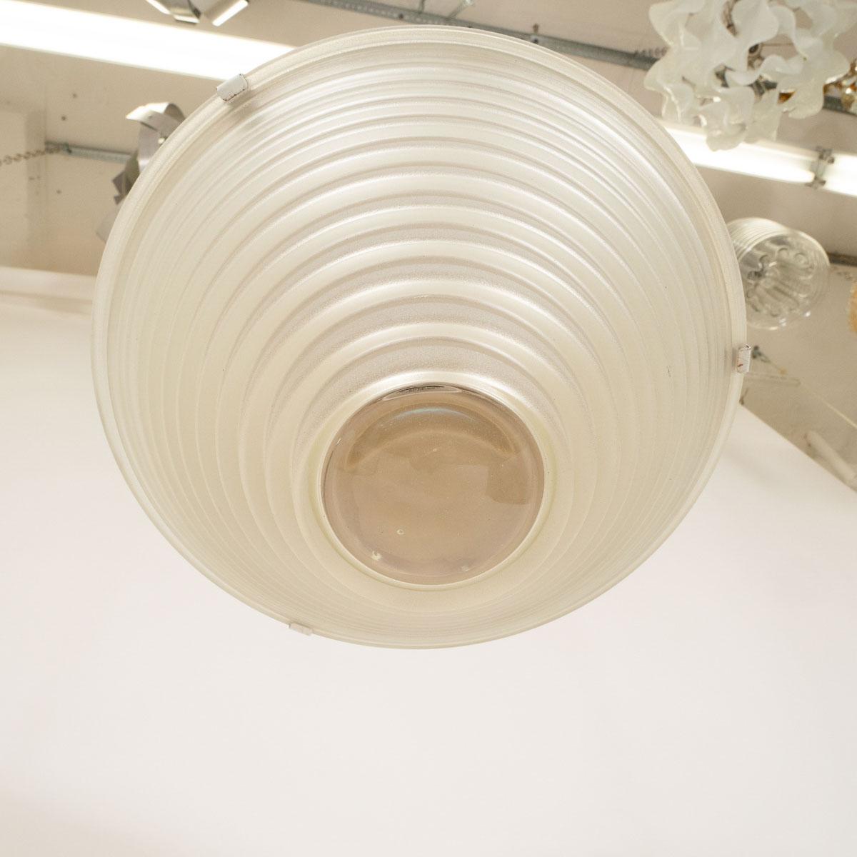 Mid-20th Century Deco Inspired Frosted Glass Flush Mount by Artemide For Sale