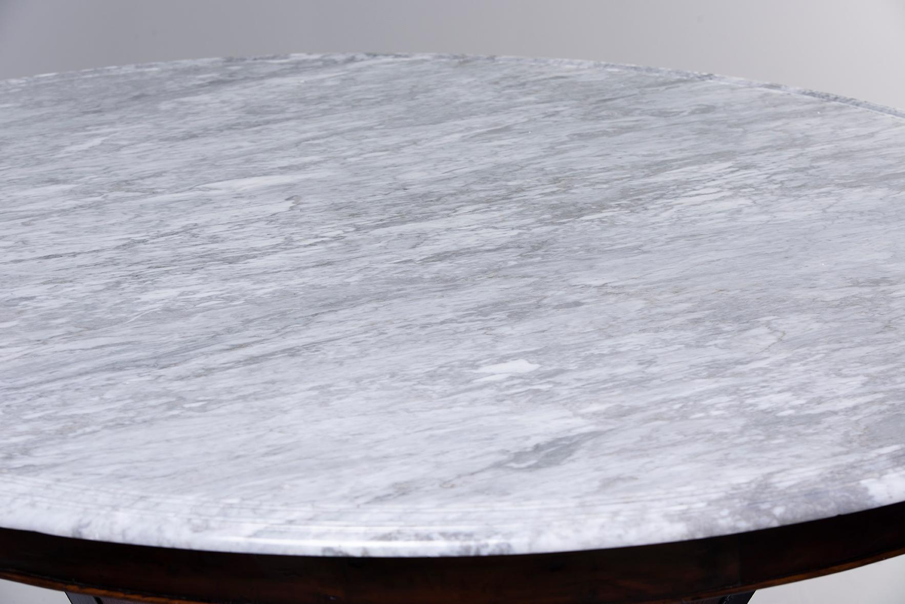 European Deco-Inspired Italian Marble Dining Table with Custom Made Base