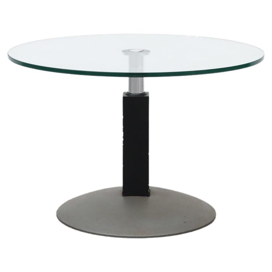 Deco Inspired Modern Glass Pedestal Side Table with Adjustable Height