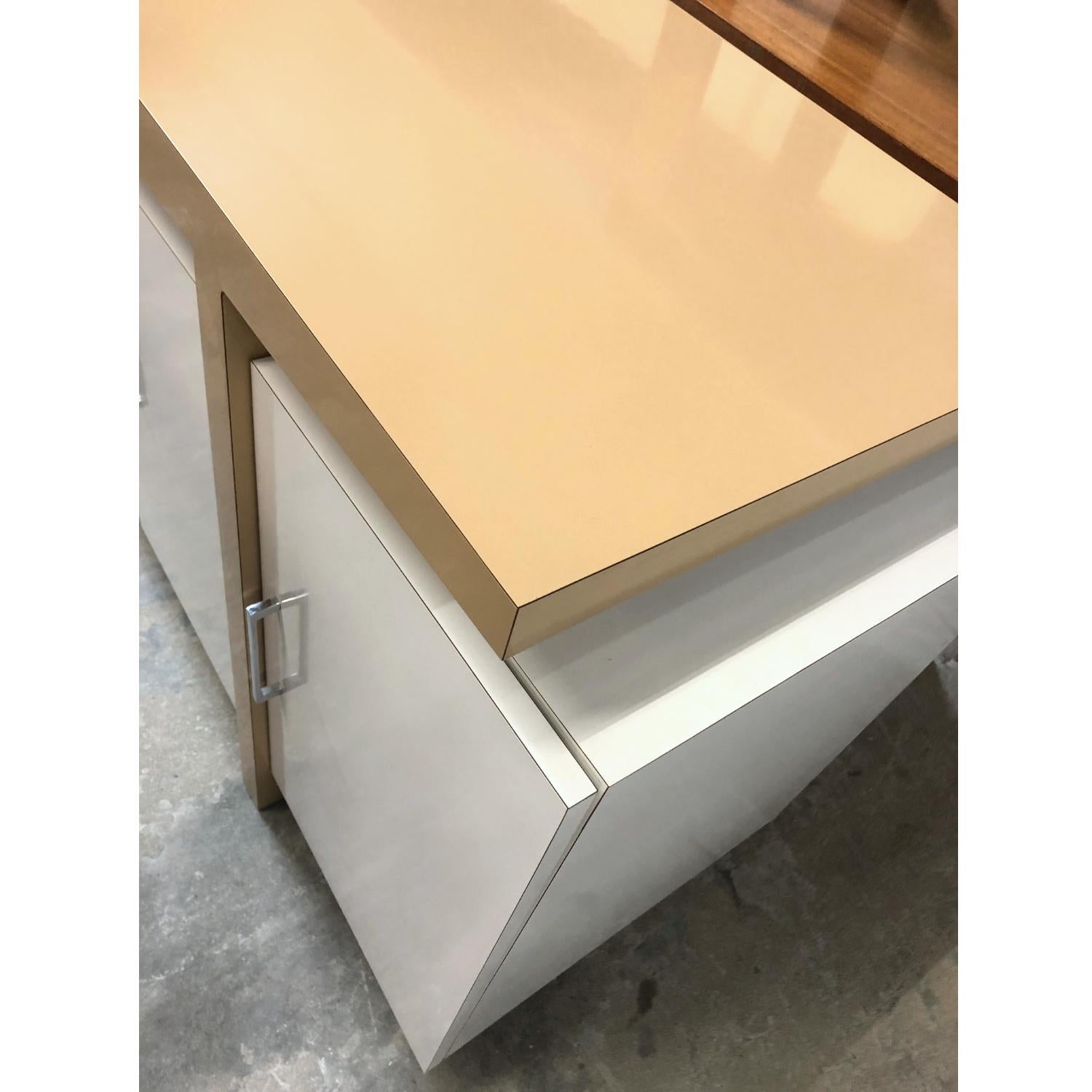 Deco Inspired Modern White and Beige Credenza TV Stand Buffet 2