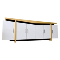 Deco Inspired Modern White and Beige Credenza TV Stand Buffet
