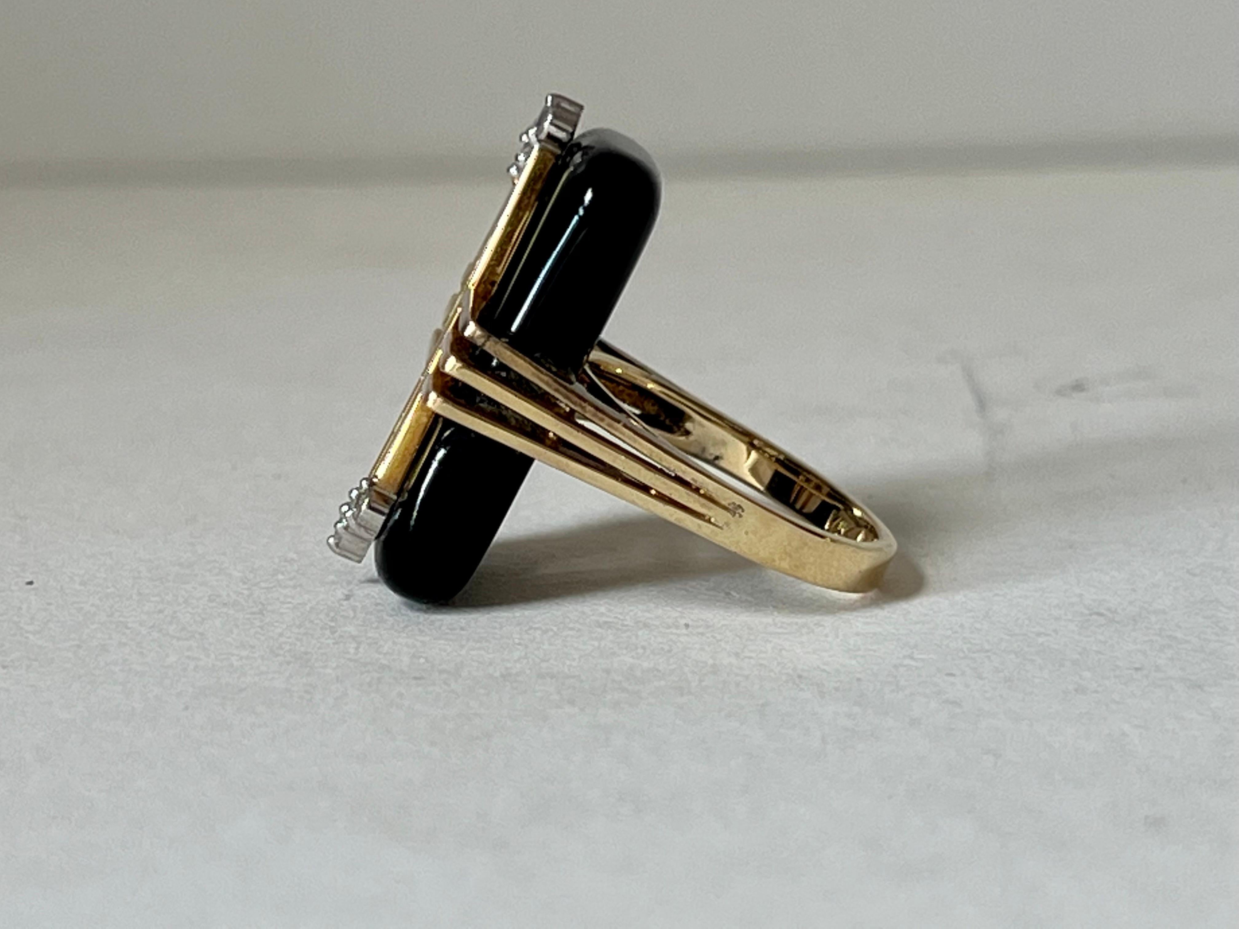 American Deco Inspired Onyx and Diamond ring For Sale