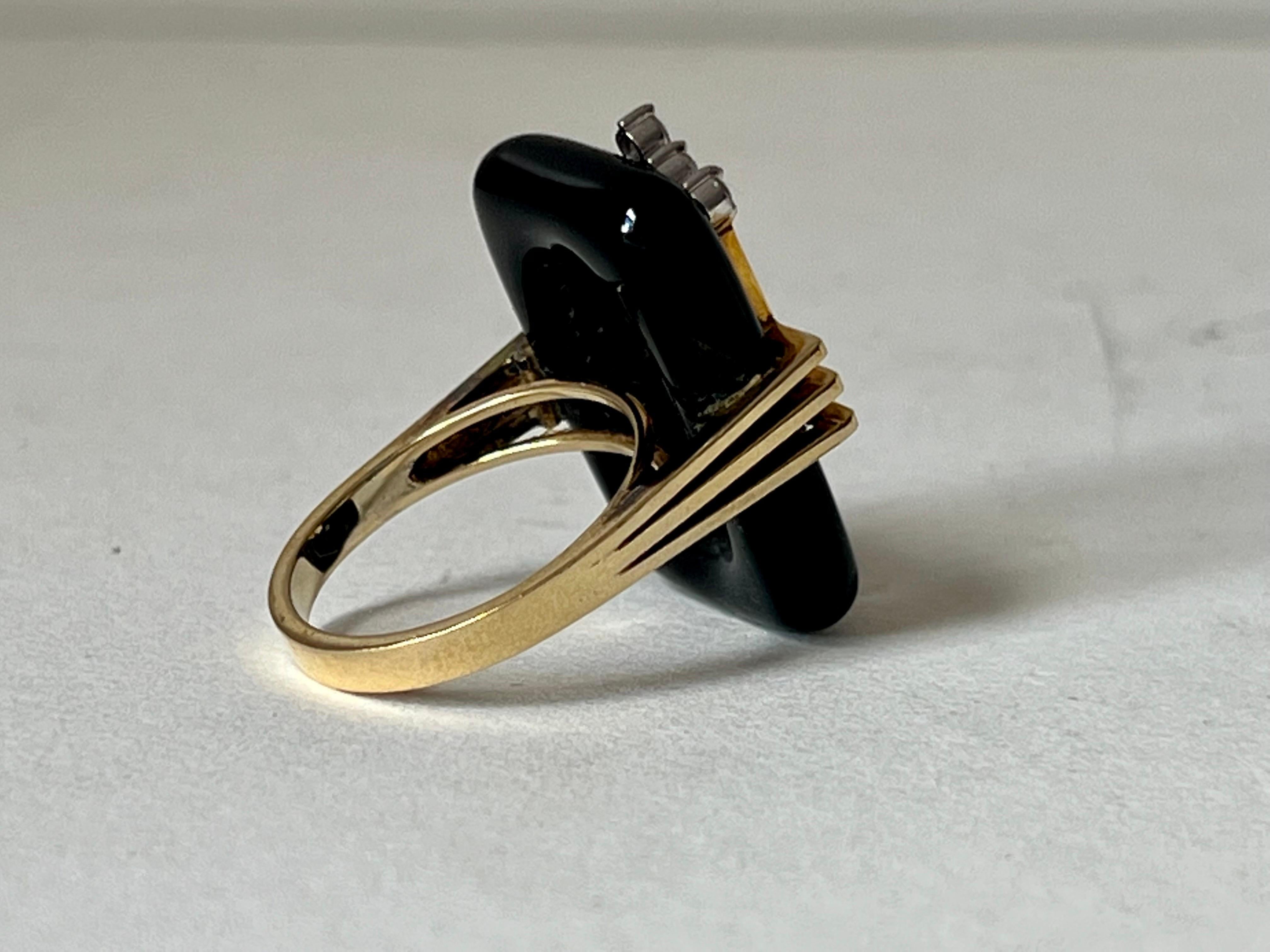 Late 20th Century Deco Inspired Onyx and Diamond ring For Sale