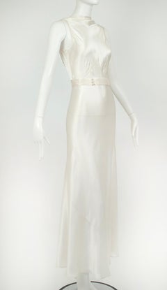 Deco Ivory Sleeveless Cowl Wedding Gown with Plunge Tuxedo Back – XXS, 1930s