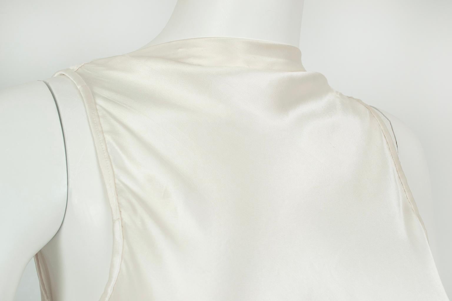 Deco Ivory Sleeveless Cowl Wedding Gown with Plunge Tuxedo Back – XXS, 1930s 3