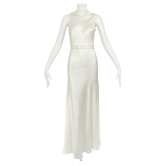 Deco Ivory Sleeveless Cowl Wedding Gown with Plunge Tuxedo Back – XXS, 1930s