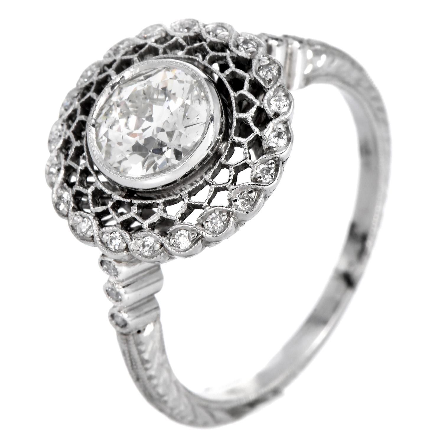 Deko  Lace Design 0,93 Karat europäischer Diamant  Verlobungsring Damen
