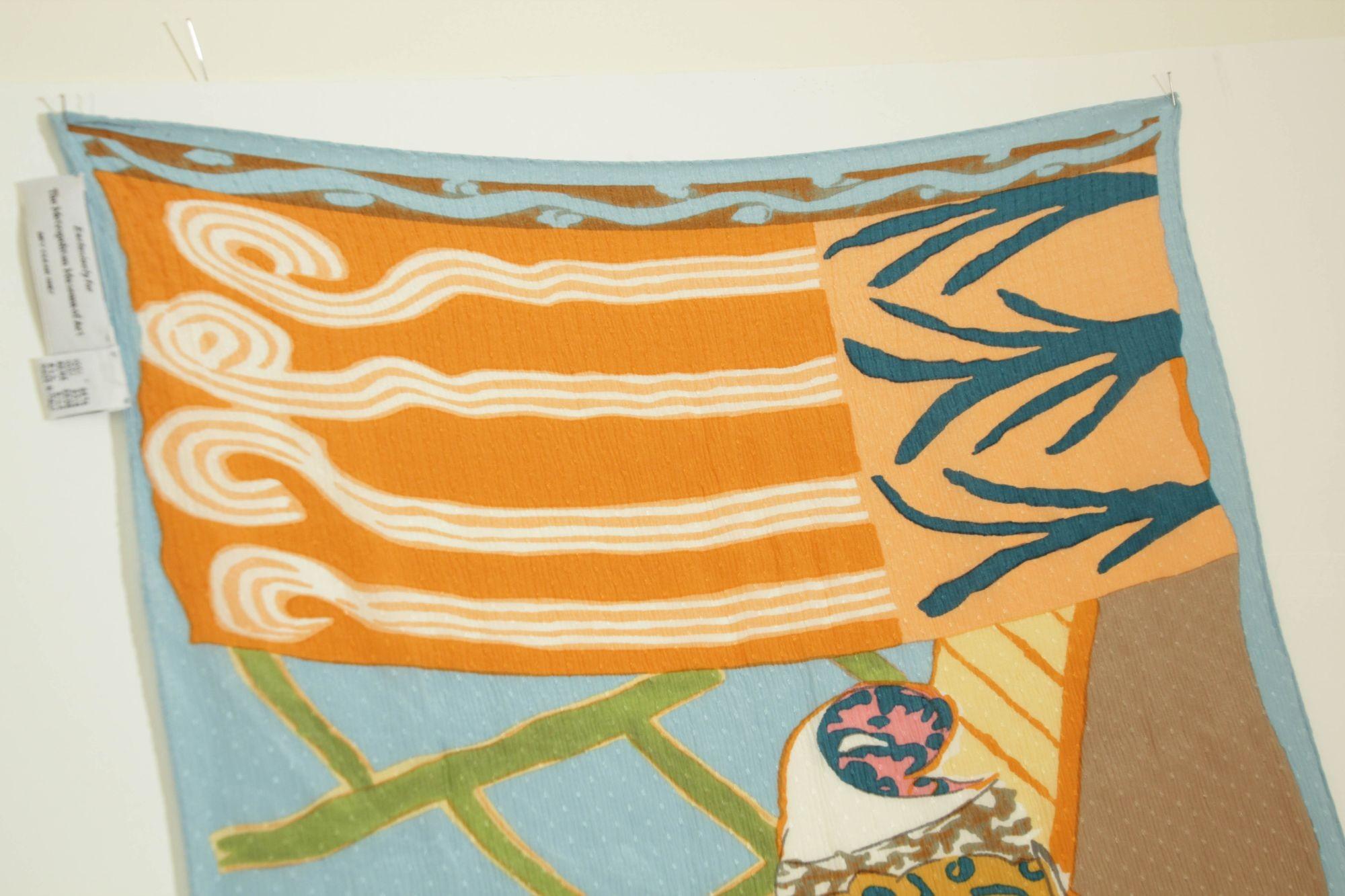 Deco Lake Shore by Betty Woodman Museum Silk Textile For Sale 5