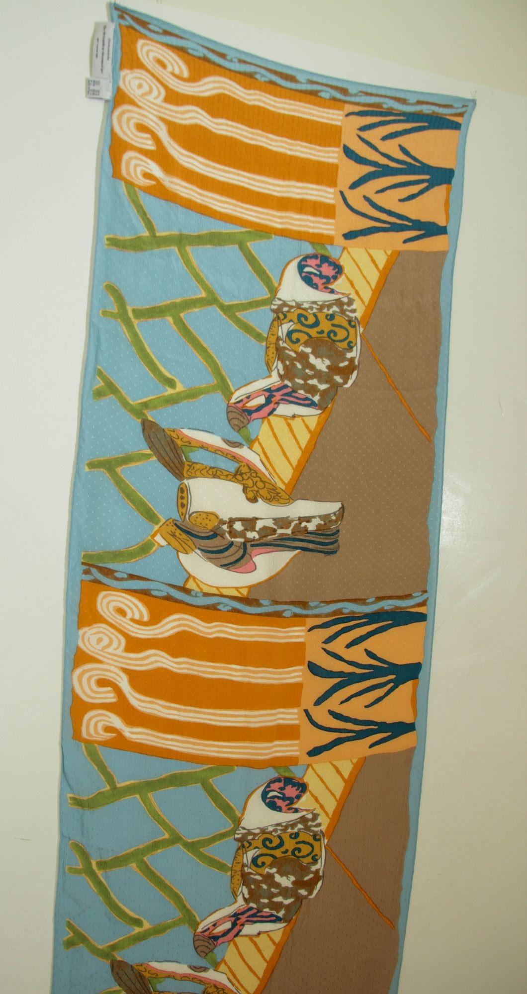 Deco Lake Shore by Betty Woodman Museum Silk Textile For Sale 6