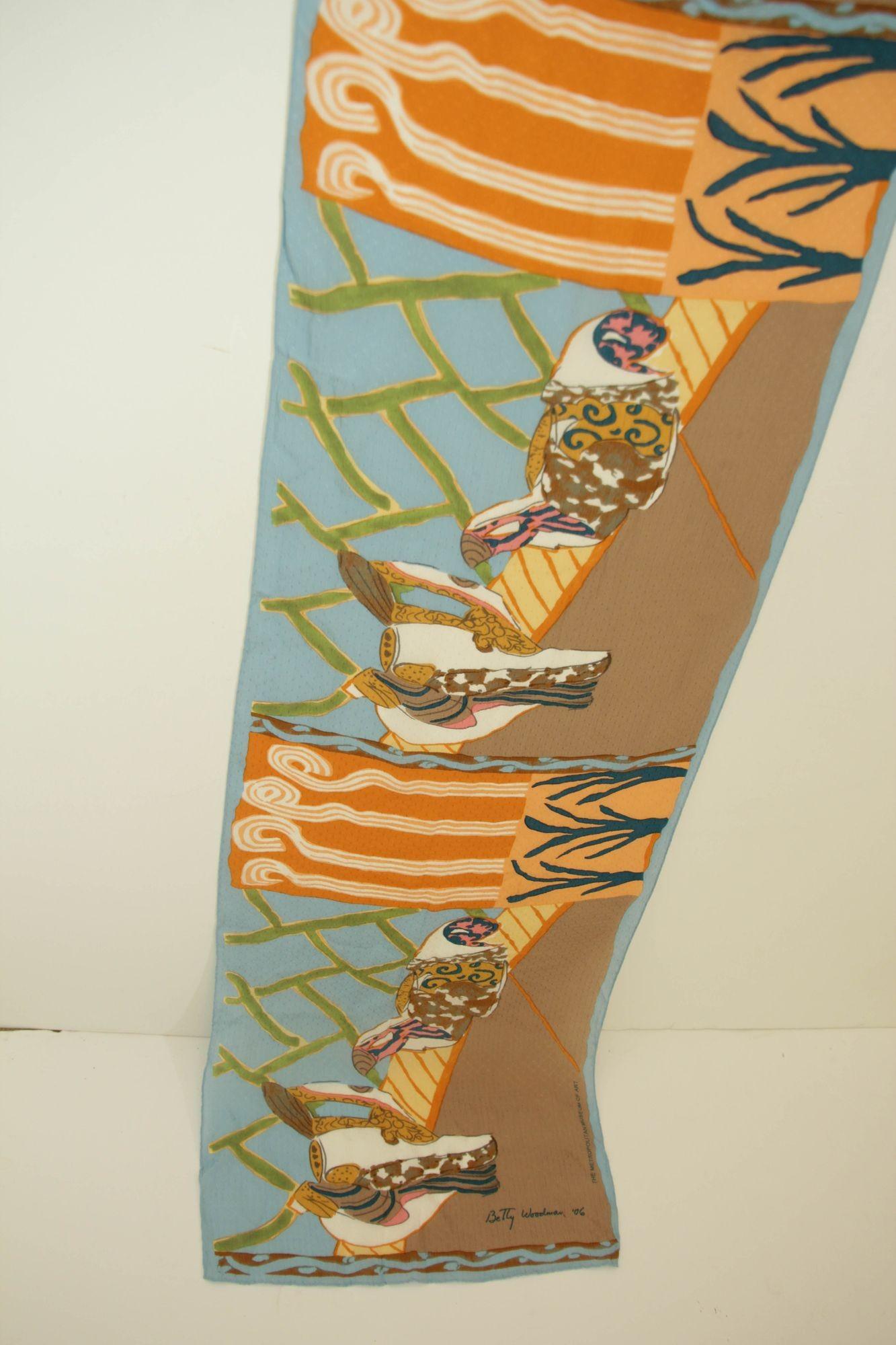 Deco Lake Shore by Betty Woodman Museum Silk Textile For Sale 8