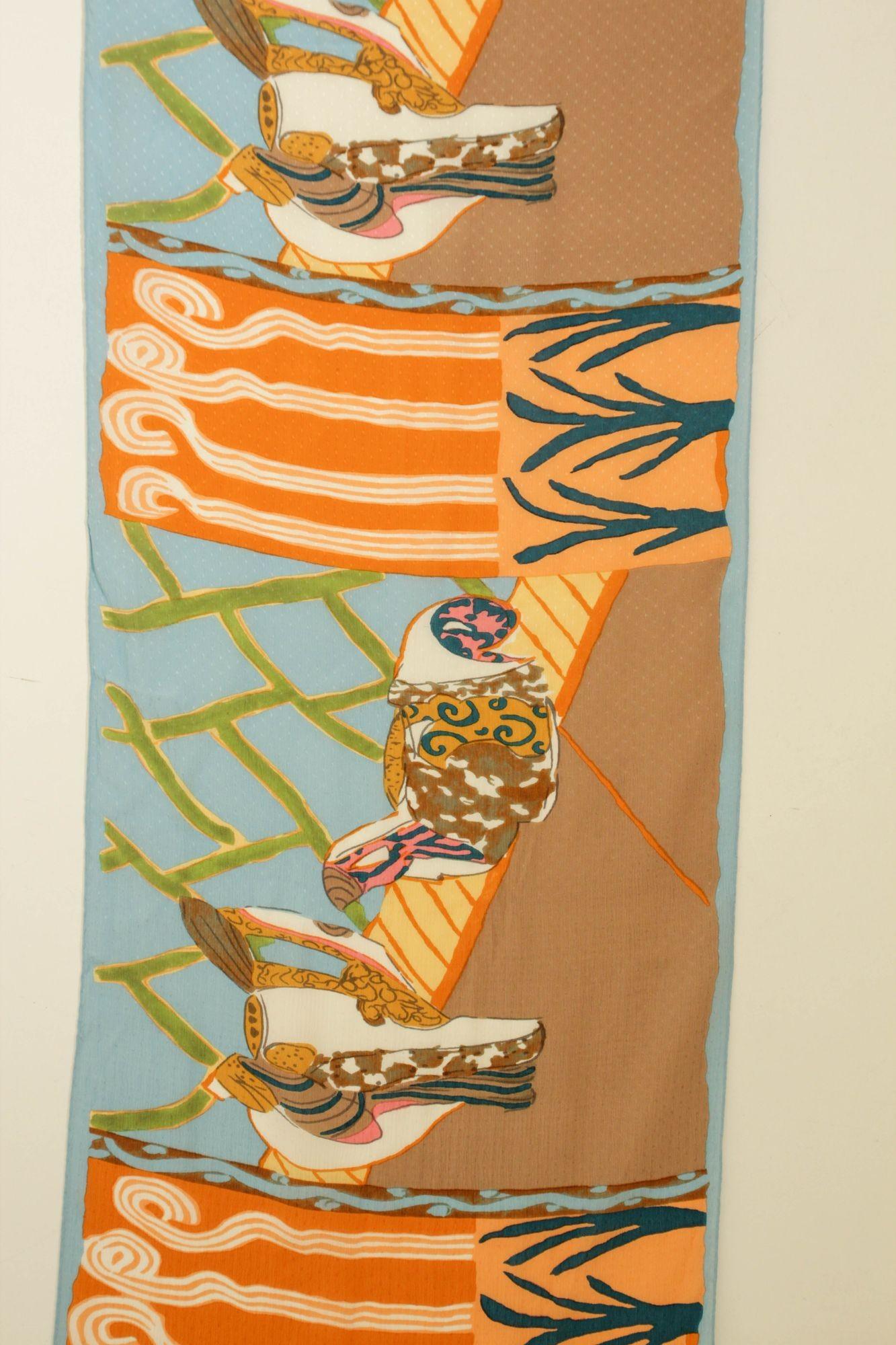 Rustic Deco Lake Shore by Betty Woodman Museum Silk Textile For Sale