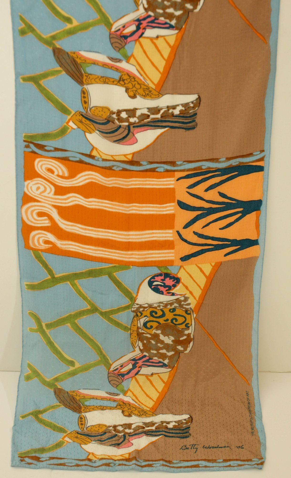 American Deco Lake Shore by Betty Woodman Museum Silk Textile For Sale