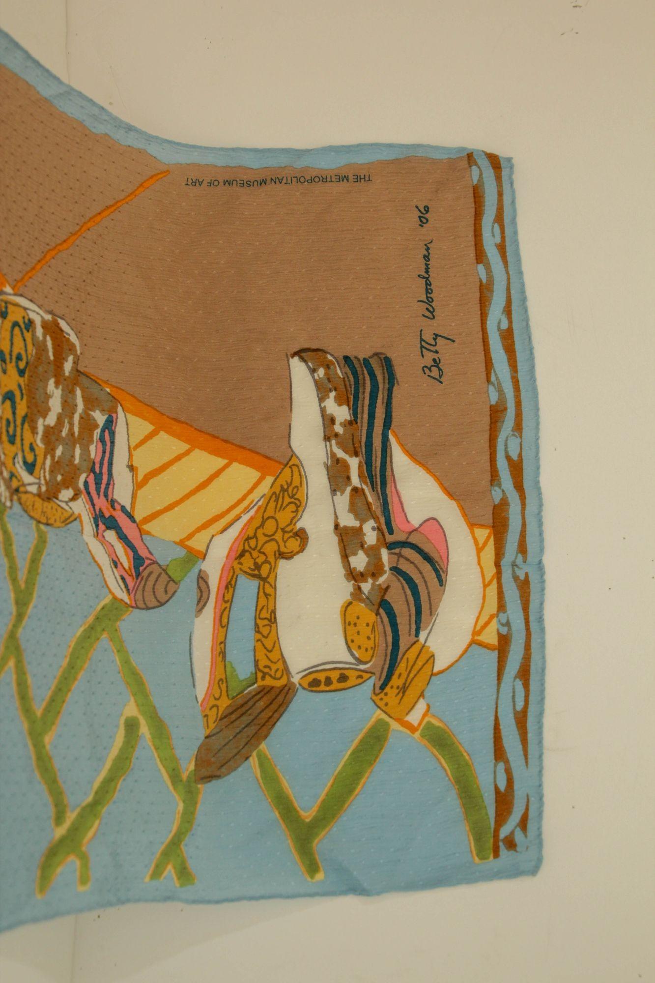 Deco Lake Shore by Betty Woodman Museum Silk Textile In Good Condition For Sale In North Hollywood, CA