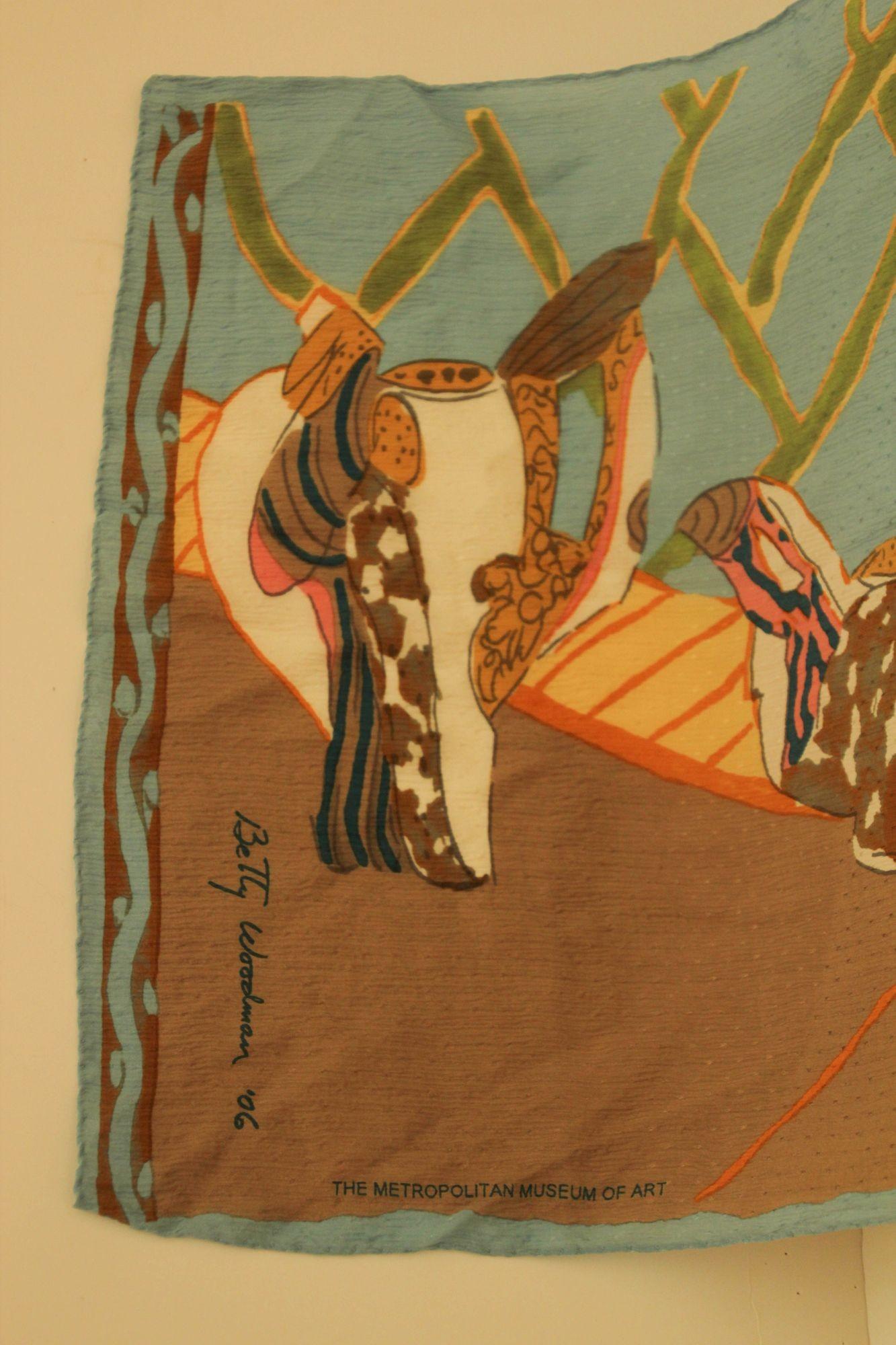 Contemporary Deco Lake Shore by Betty Woodman Museum Silk Textile For Sale