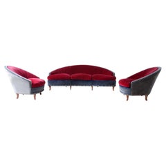 Decò living room set with curved shapes