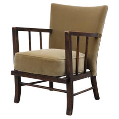 Deco Lounge Chair With Velvet Upholstery