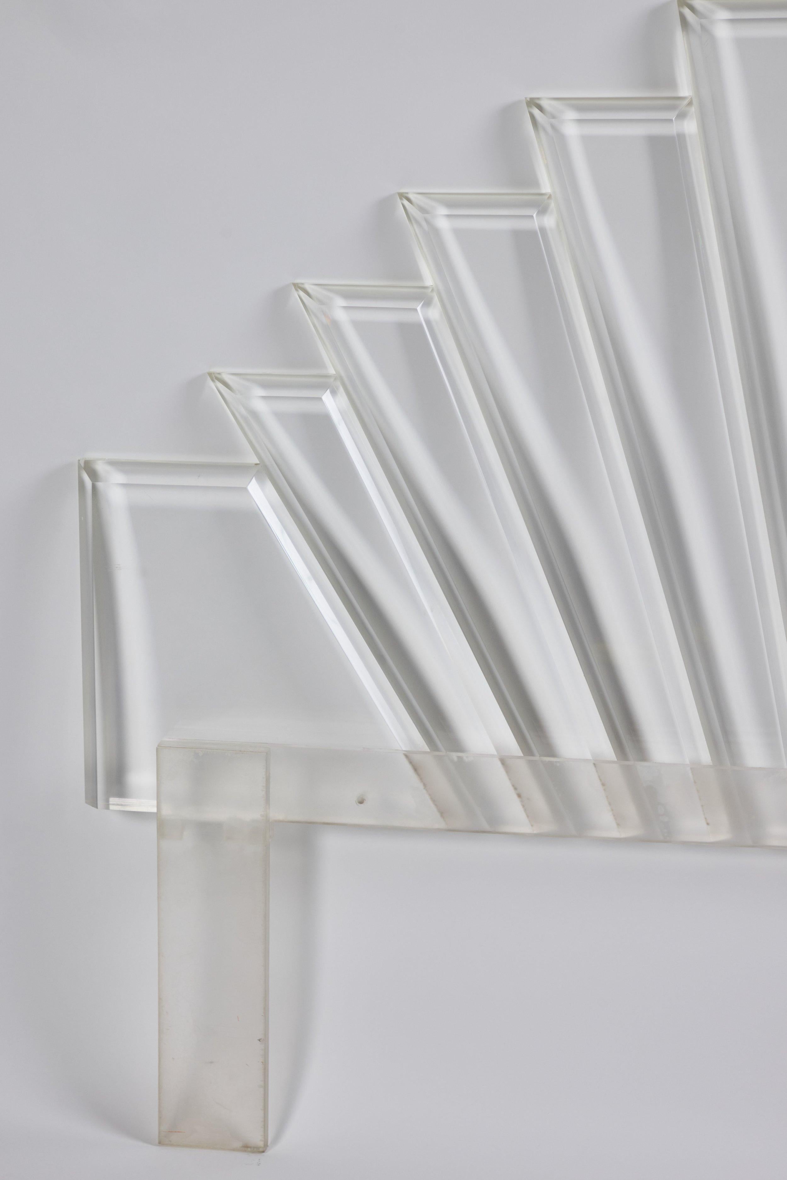  Art Deco lucite headboard for King bead. Measures 80