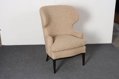 Deco Mahogany and Bouclé Wingback Chair by Edward Wormley for Dunbar Model 103B