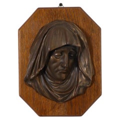 Deco "Mater Maria Dolorita" or "Weeping Mary" Cast Bronze Relief