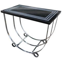 Deco McKay Side Table with Inlaid Aluminum Top by McKay Furniture Corp.