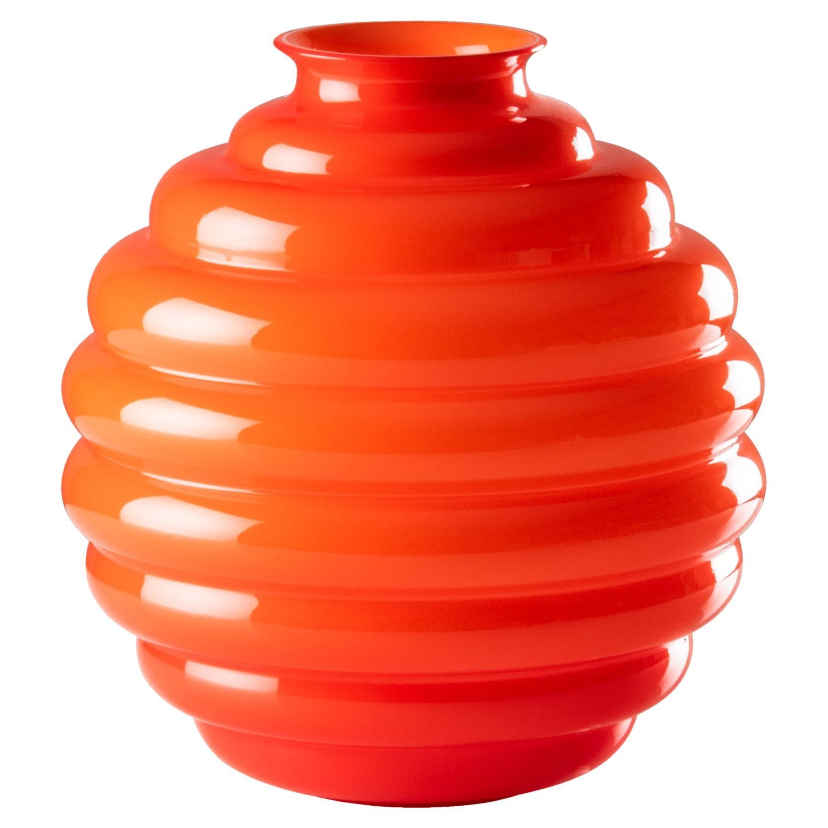 Vaso medio Deco in arancione di Napoleone Martinuzzi