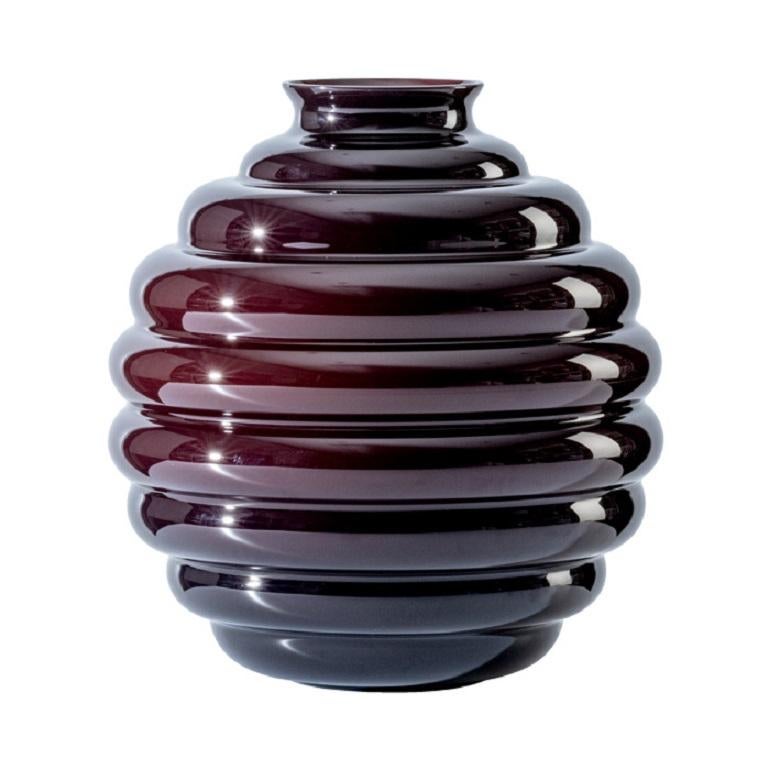 Deco Medium Vase in Ox Blood Red Glass by Napoleone Martinuzzi For Sale