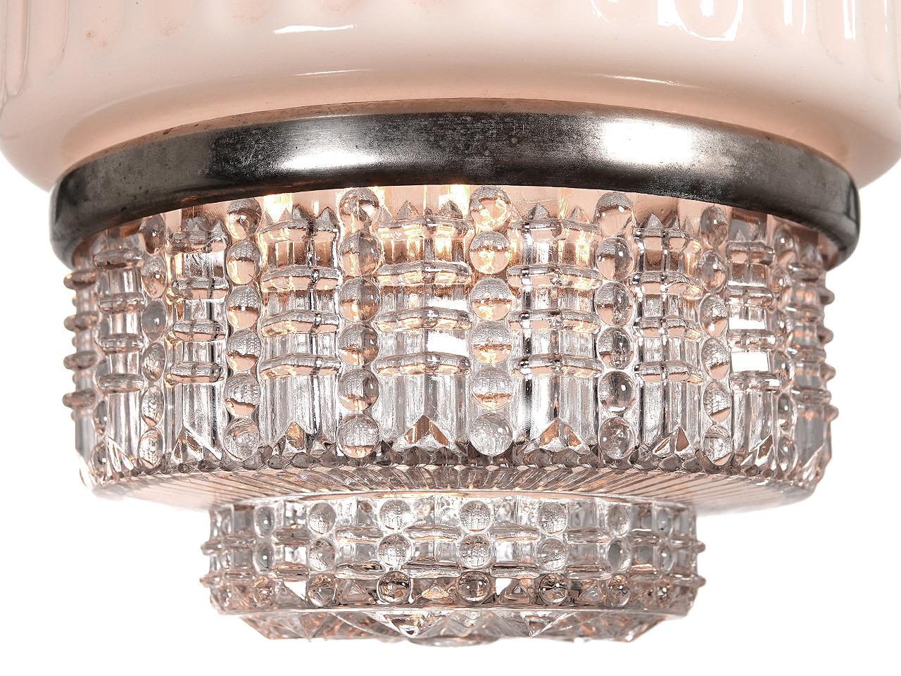 Art Deco Deco Milk and Clear Skyscraper Pendent