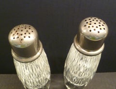 Deco Modern Cut Crystal Salt Shaker and Pepper Mill