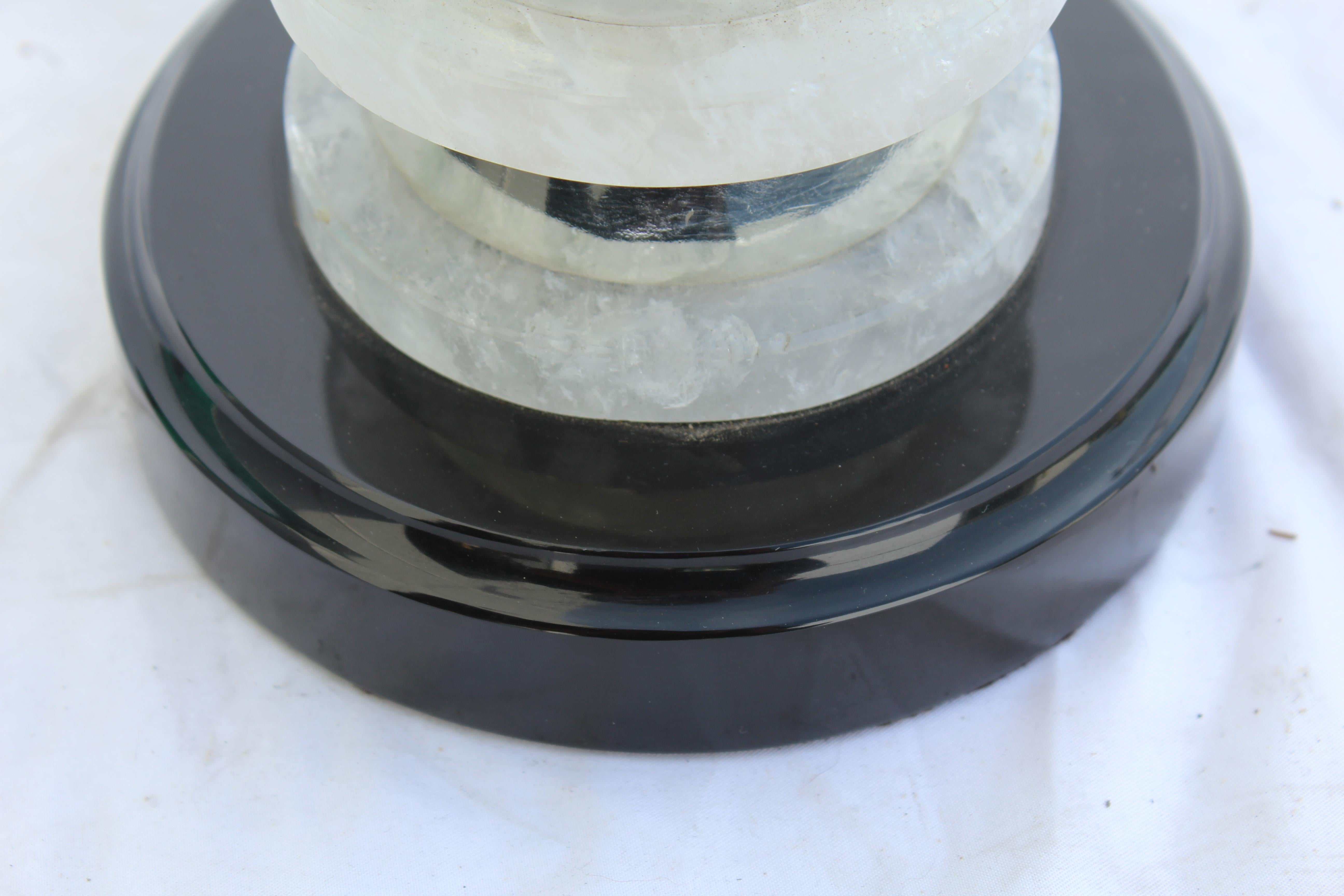North American Deco /Modern Rock Crystal Lamp, Hi-Polished Nickel
