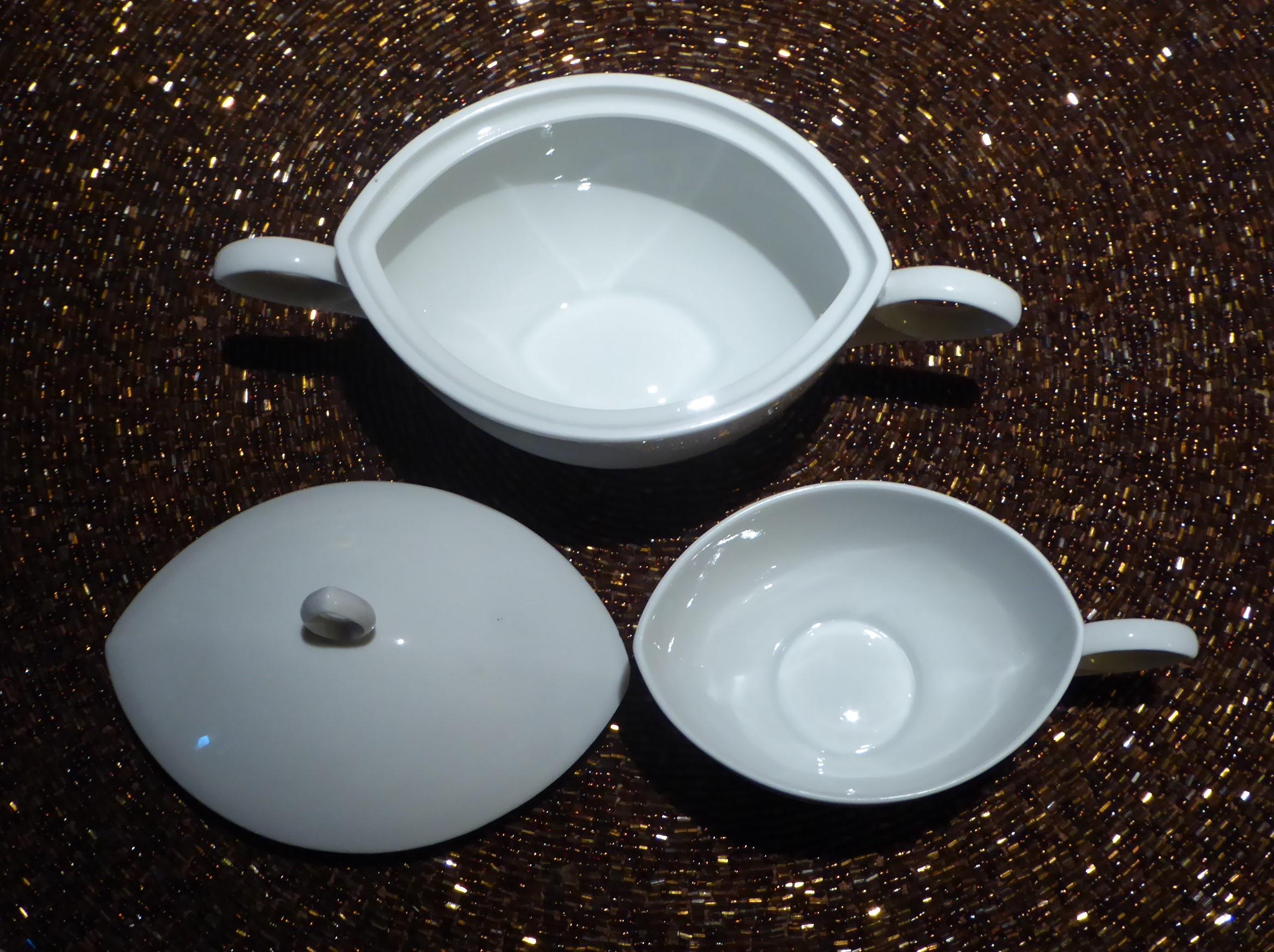 Porcelain Deco Modern Rosenthal Oval Pattern by Rudolf Lunghard Espresso Moka Coffee Set