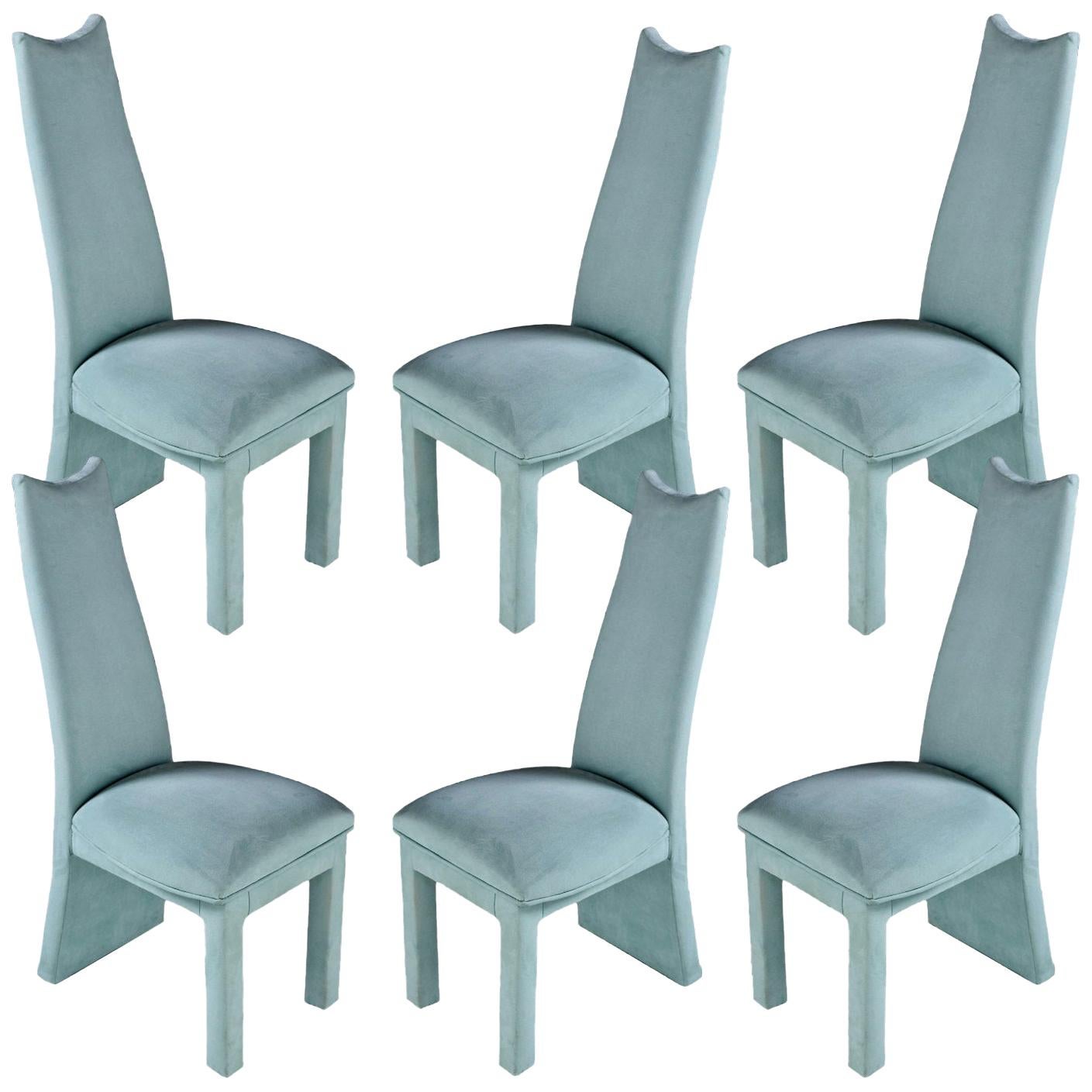 Deco Modern Seafoam Green Microfiber Upholstered High Back Dining Chairs