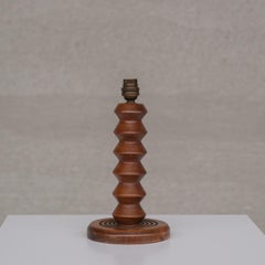 Deco Oak Turned Geometric Petite French Table Lamp