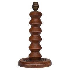 Deco Oak Turned Geometric Petite French Table Lamp