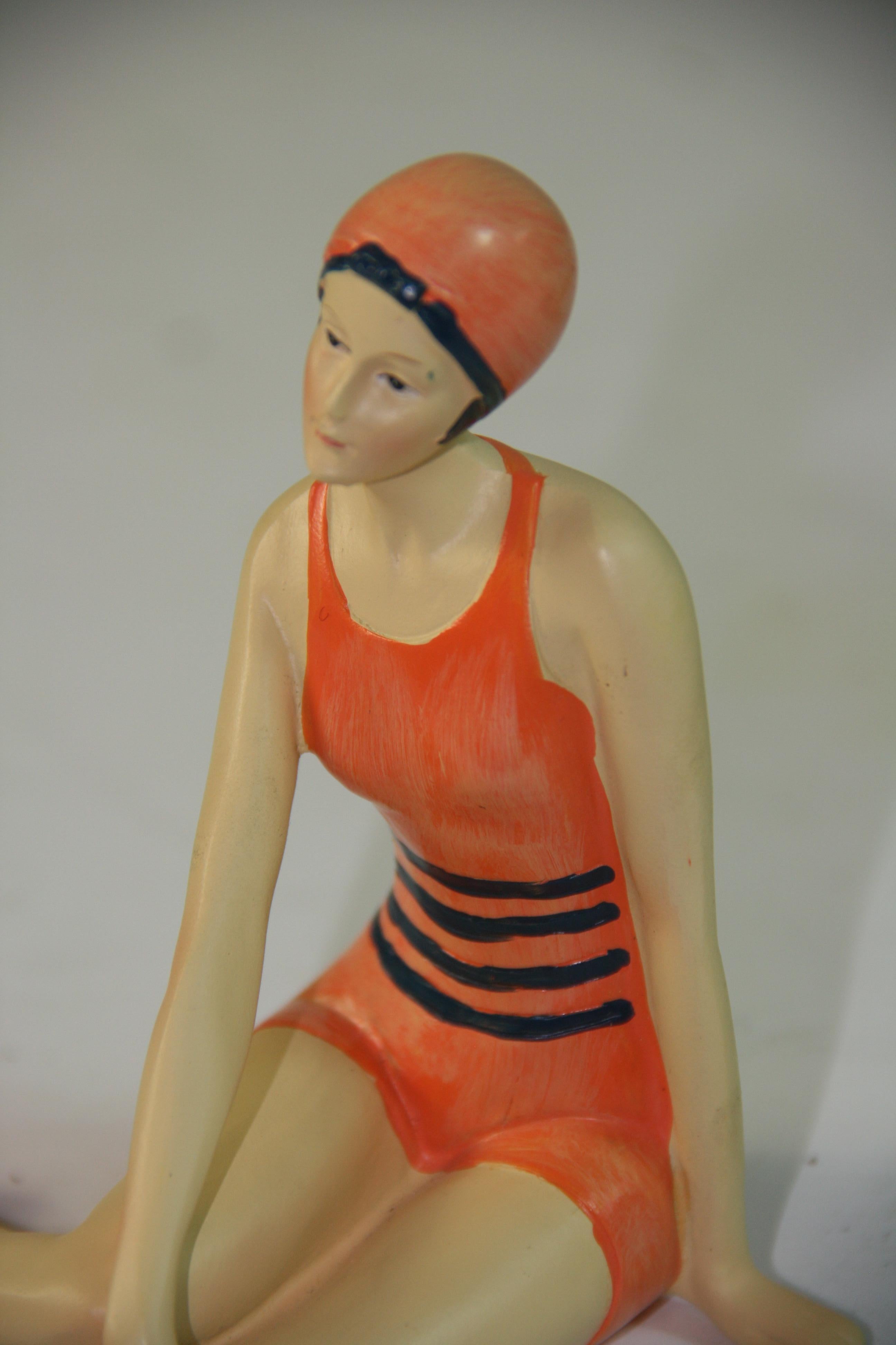 Deco Pair Bathing Beauties Sculptures For Sale 8