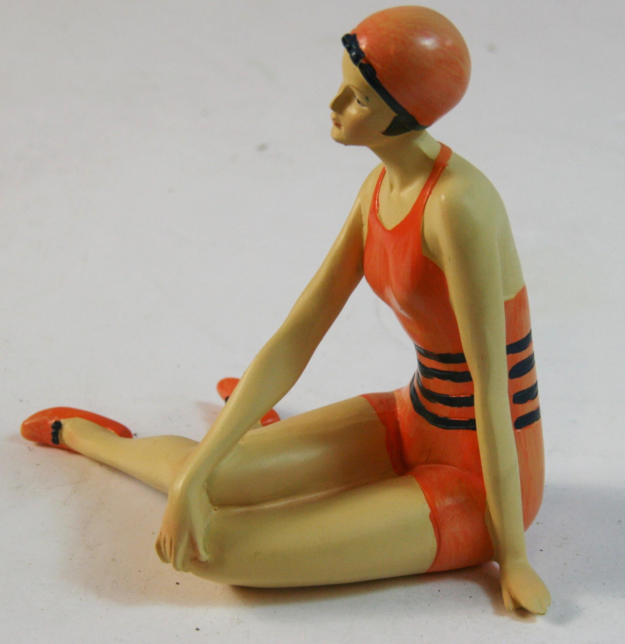 Deco Pair Bathing Beauties Sculptures For Sale 2