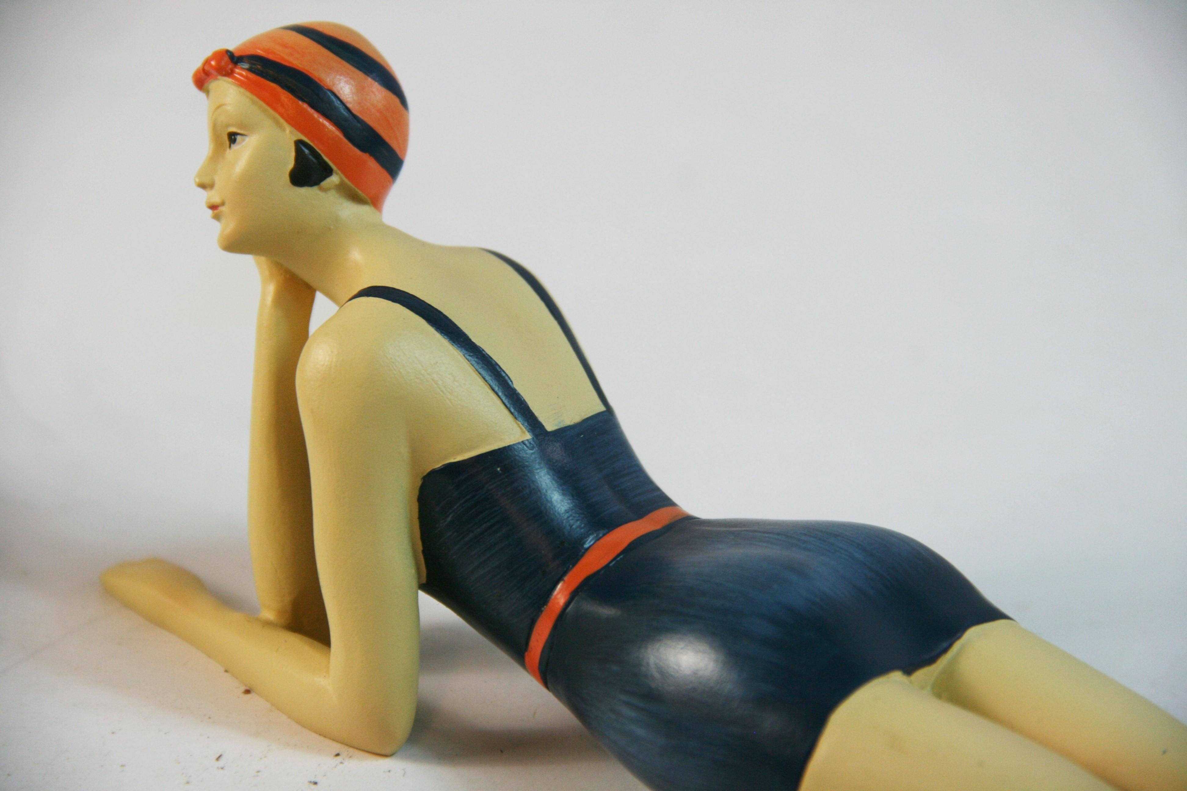 Deco Pair Bathing Beauties Sculptures For Sale 4