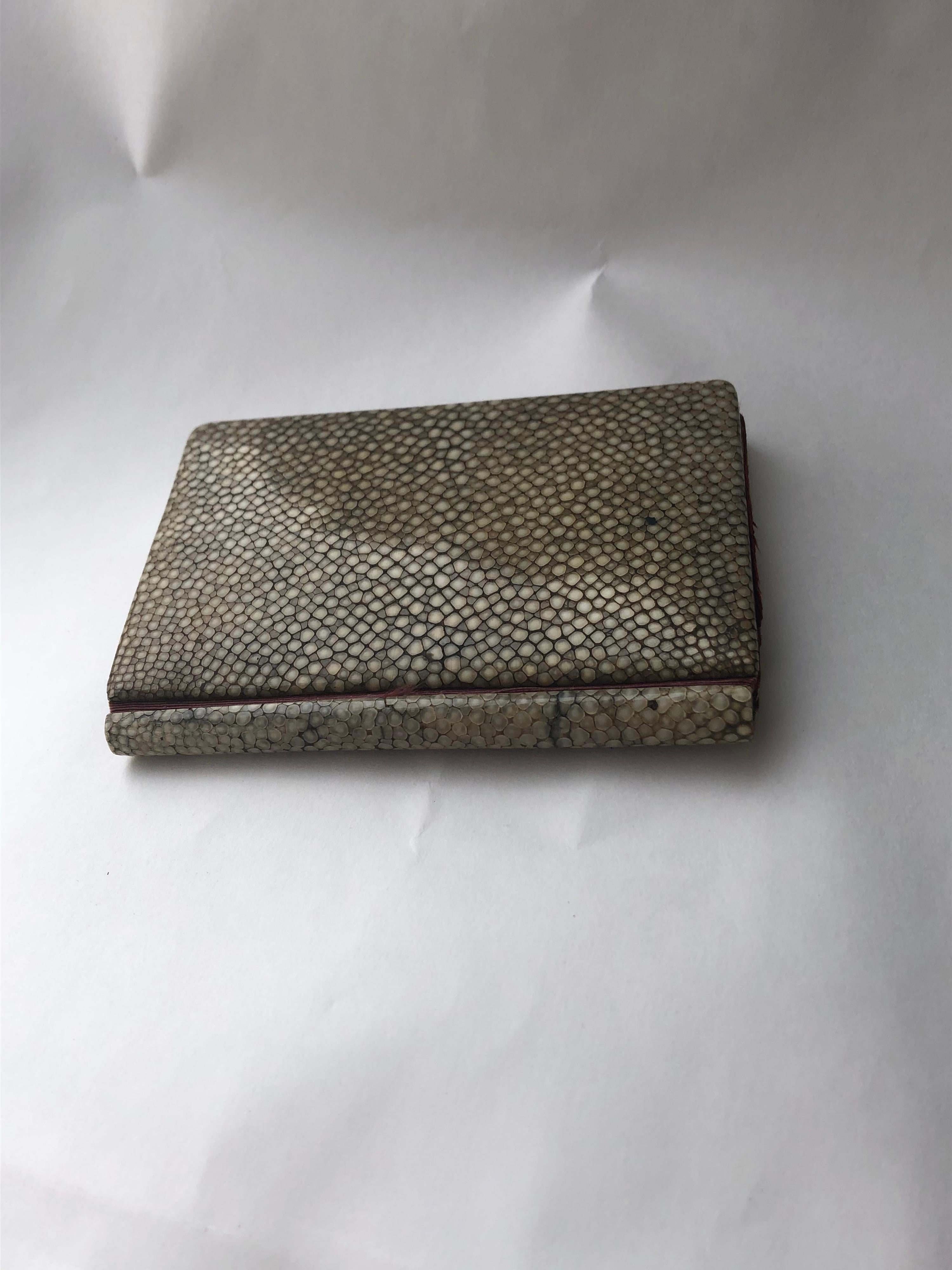 Pale Green Shagreen Art Deco Cigarette Case and Shagreen Card Case In Good Condition For Sale In Hudson, NY