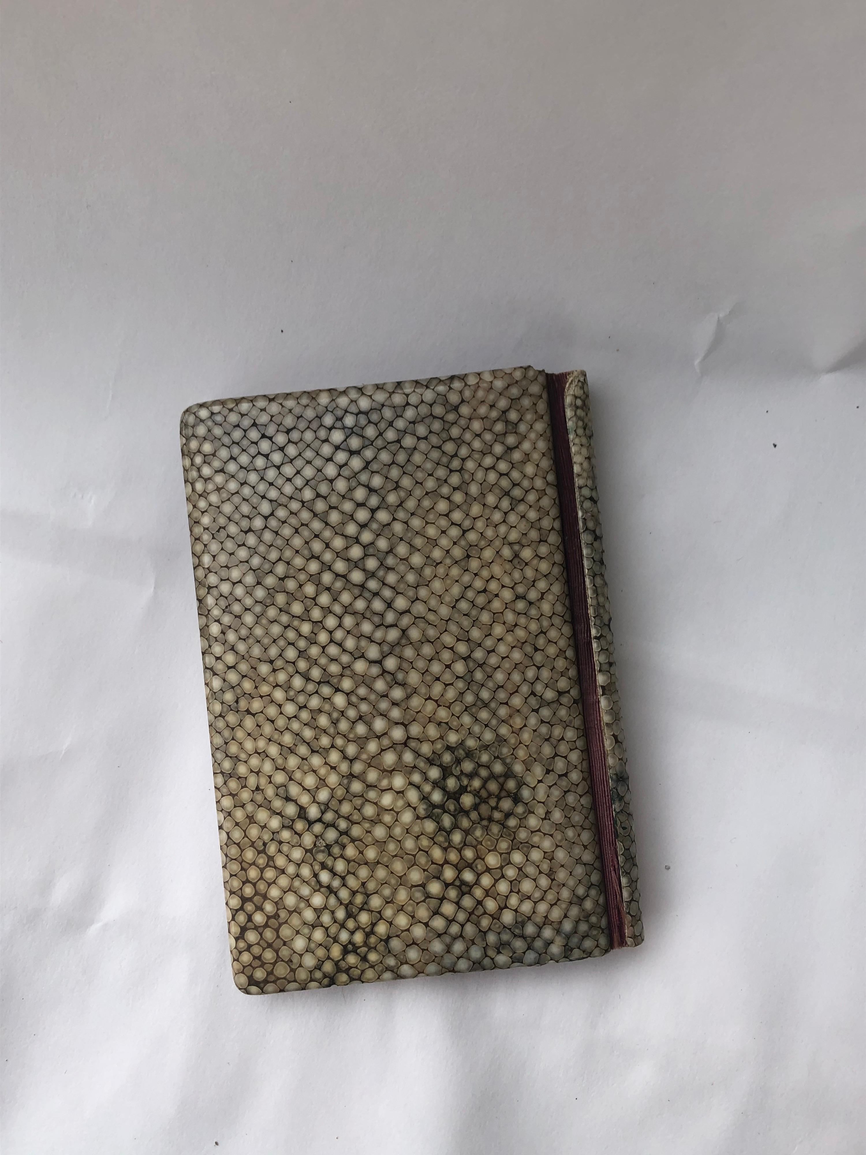 Metal Pale Green Shagreen Art Deco Cigarette Case and Shagreen Card Case For Sale