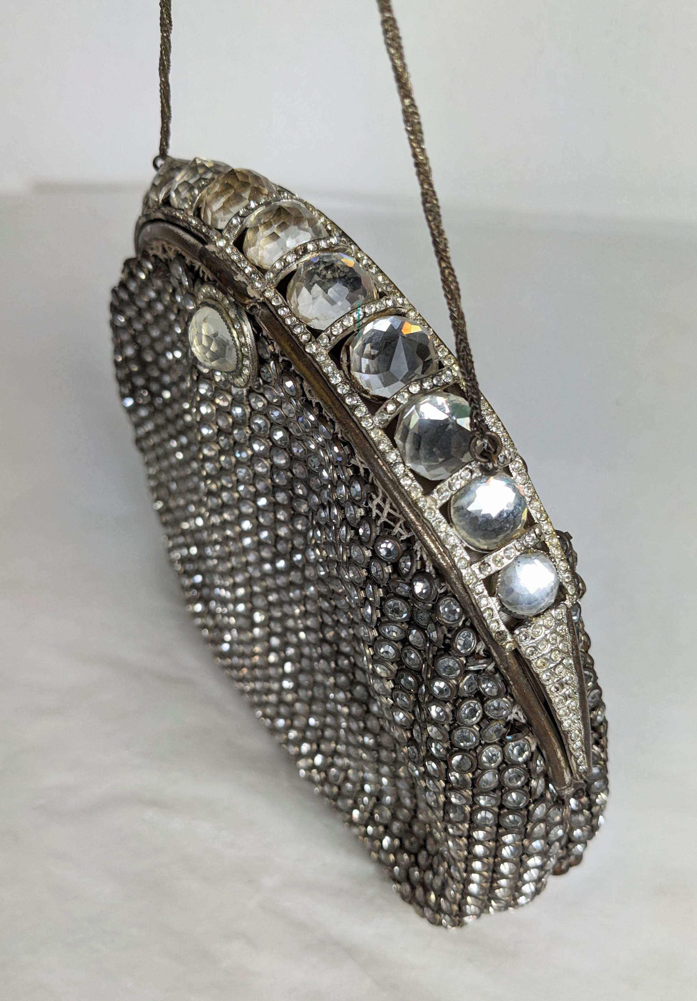 Gray Deco Pave Purse with Rose Cut Crystal Frame For Sale
