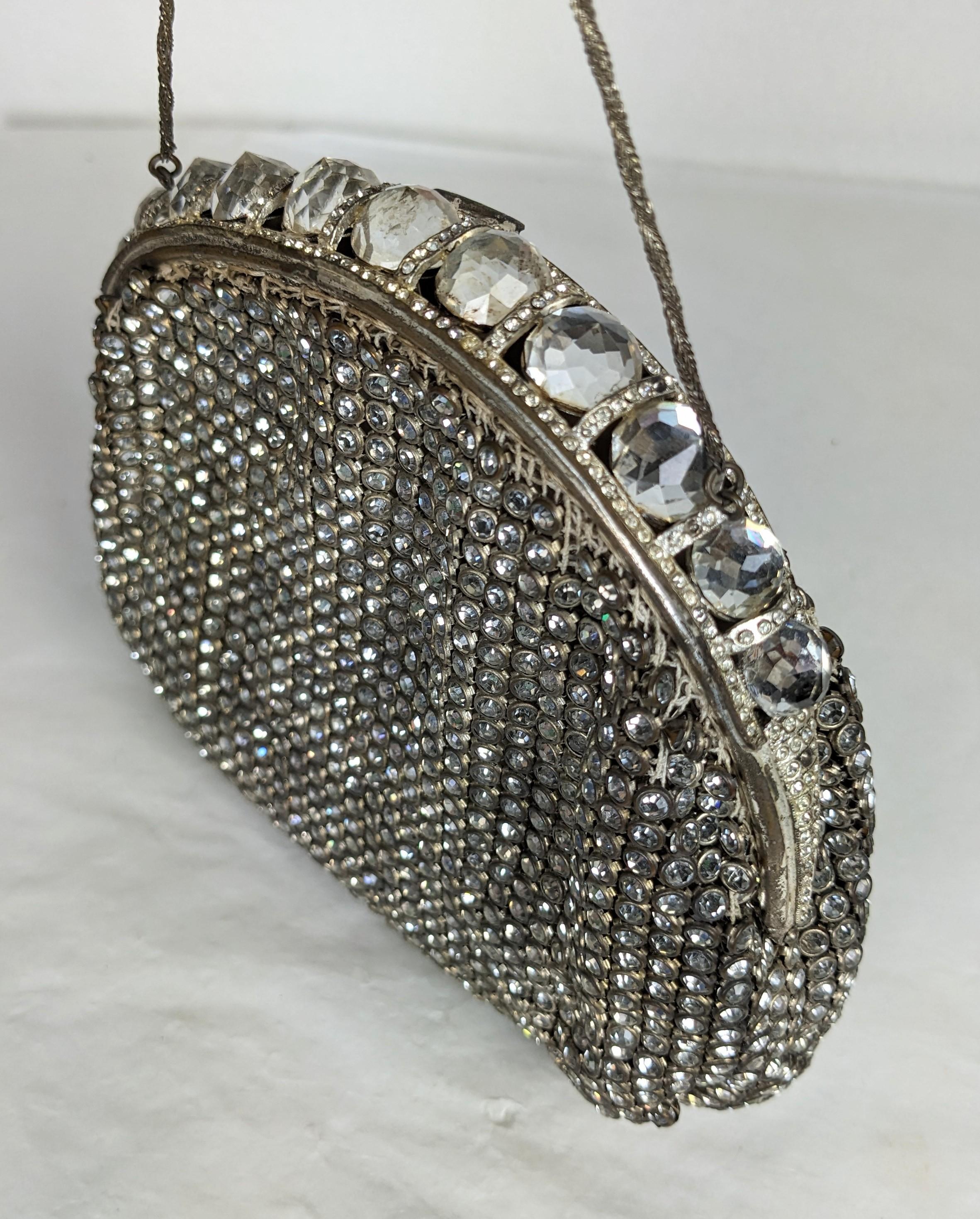 Deco Pave Purse with Rose Cut Crystal Frame In Good Condition For Sale In New York, NY