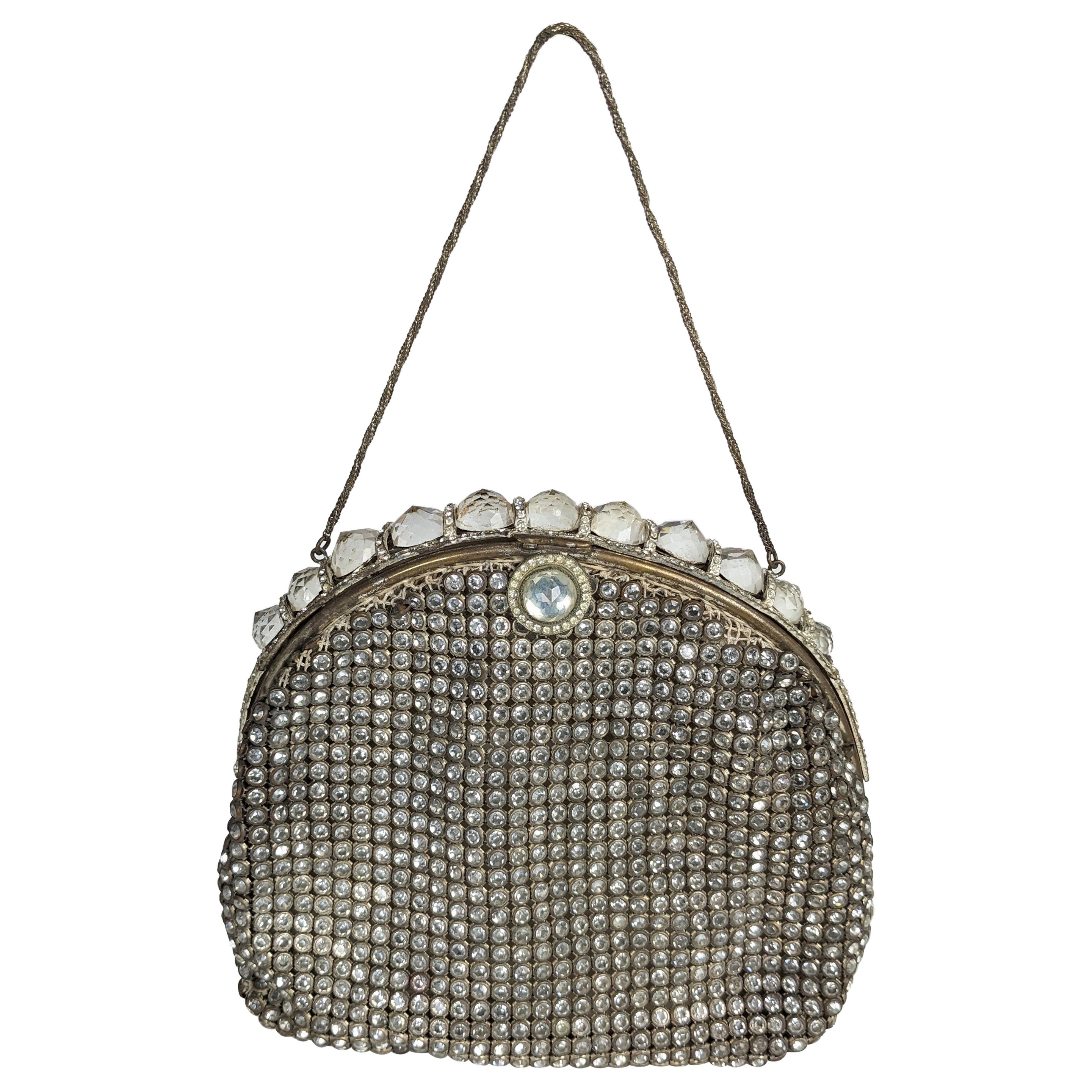 Sac à main déco avec cadre en cristal taillé en rose