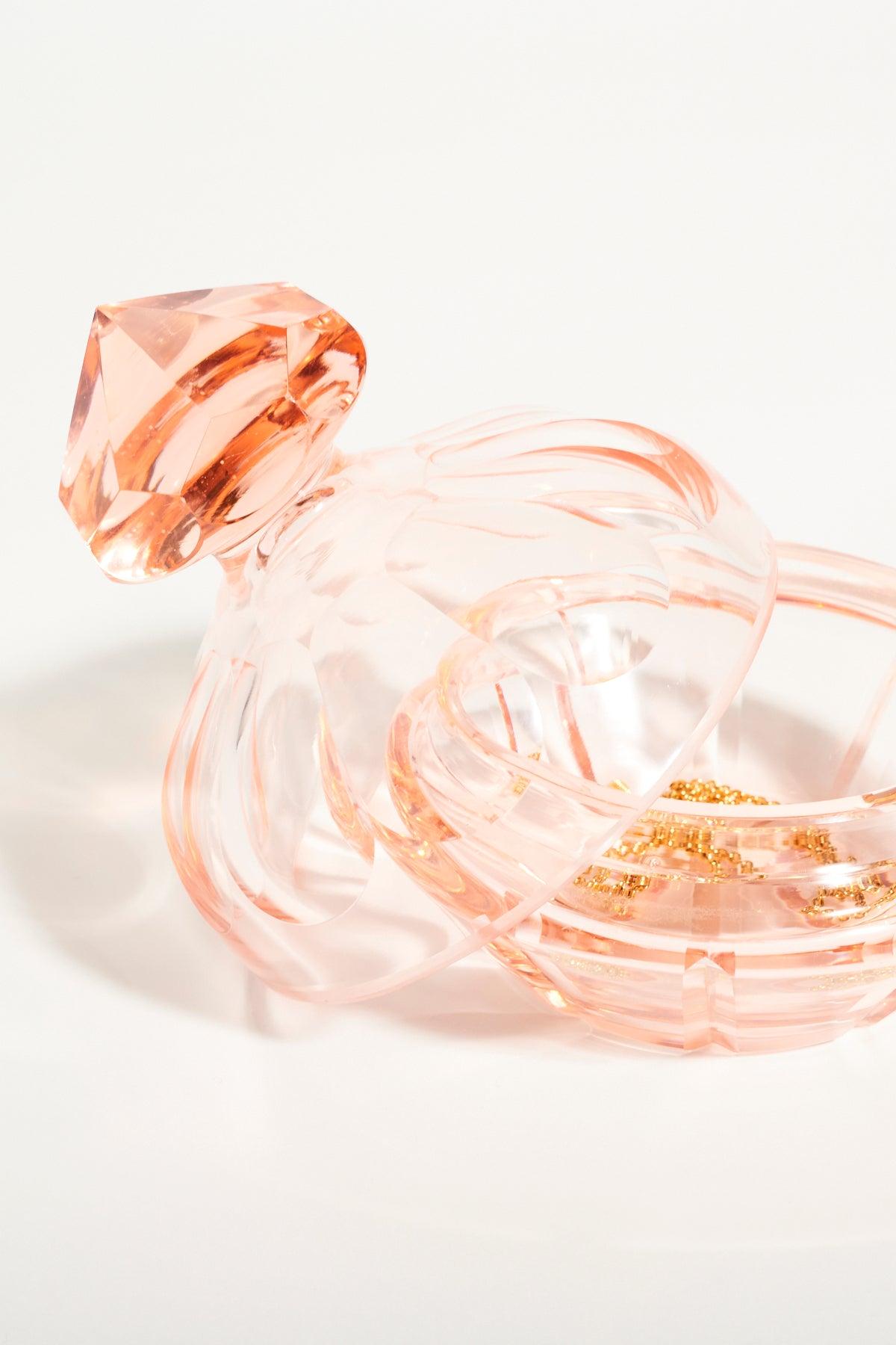 Deco Peach Pink Faceted Crystal Jewelry Bowl 2